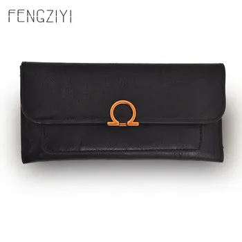 

2020 New Style Coin Purse Wallet Fashion Women PU Leather Wallets Long Money Women's Bag Metal Buckle No Zipper Clutch Bag