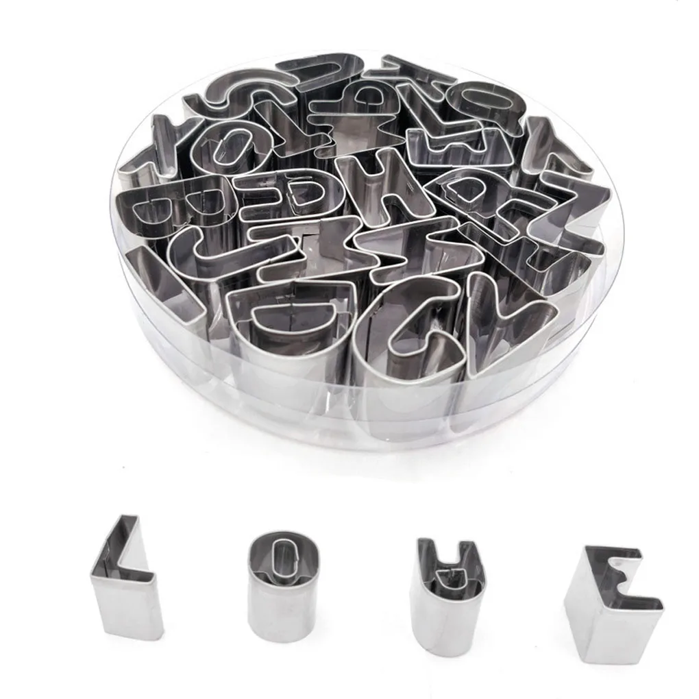 9/26pcs Stainless Steel Alphabet Letter Cookie Cutters Mold Biscuit Number Cutter Set Cake Decorating Moulds Fondant Cutter Set