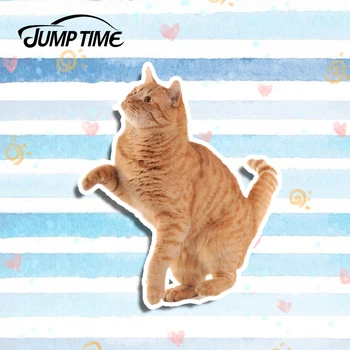 

Jump Time 13cm x 10.8cm Funny Playing Ginger Cat Decal Car Styling Pet Car Stickers Vinyl Graphic Decor Car Window Bumper Trunk