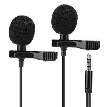 

E1 Black Two Head Mini Collar Clip Microphone for Mobile Phone Live Broadcast Recording Interview New