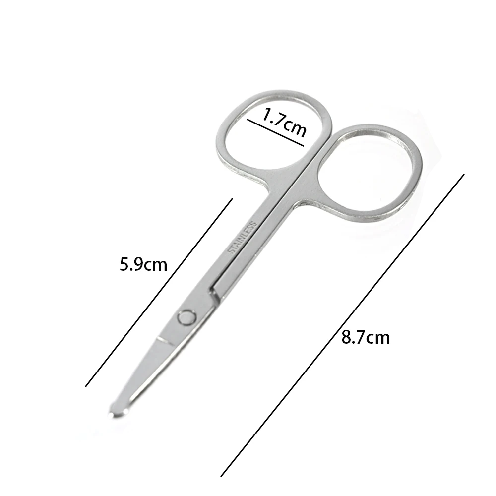 New 1pc 3.5" Stainless Steel Mini Portable Curved Mustache Nose Ear Hair Remover Trimmer Small Scissors 6