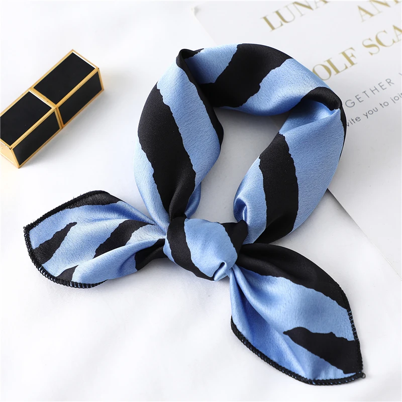 Дизайнерский Шелковый квадратный шарф для женщин маленький шейный платок модный принт повязка на голову атласный шейный платок - Цвет: FX-110