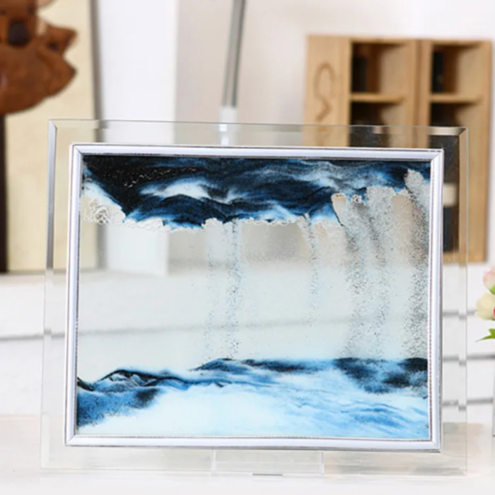 3D Динамическая струящаяся песчинка картина из прозрачного стекла рамка Рисование пейзаж PAK55