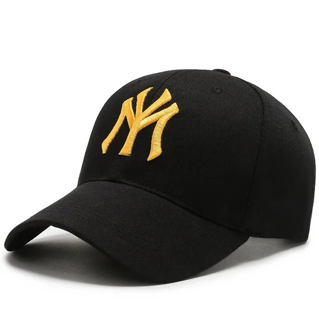 Unisex Fashion Cotton Baseball Caps Snapback hip hop Hat For Men Women Sun NY LA Hat Bone Gorras Embroidery Spring Cap Wholesale My- Black And Golden