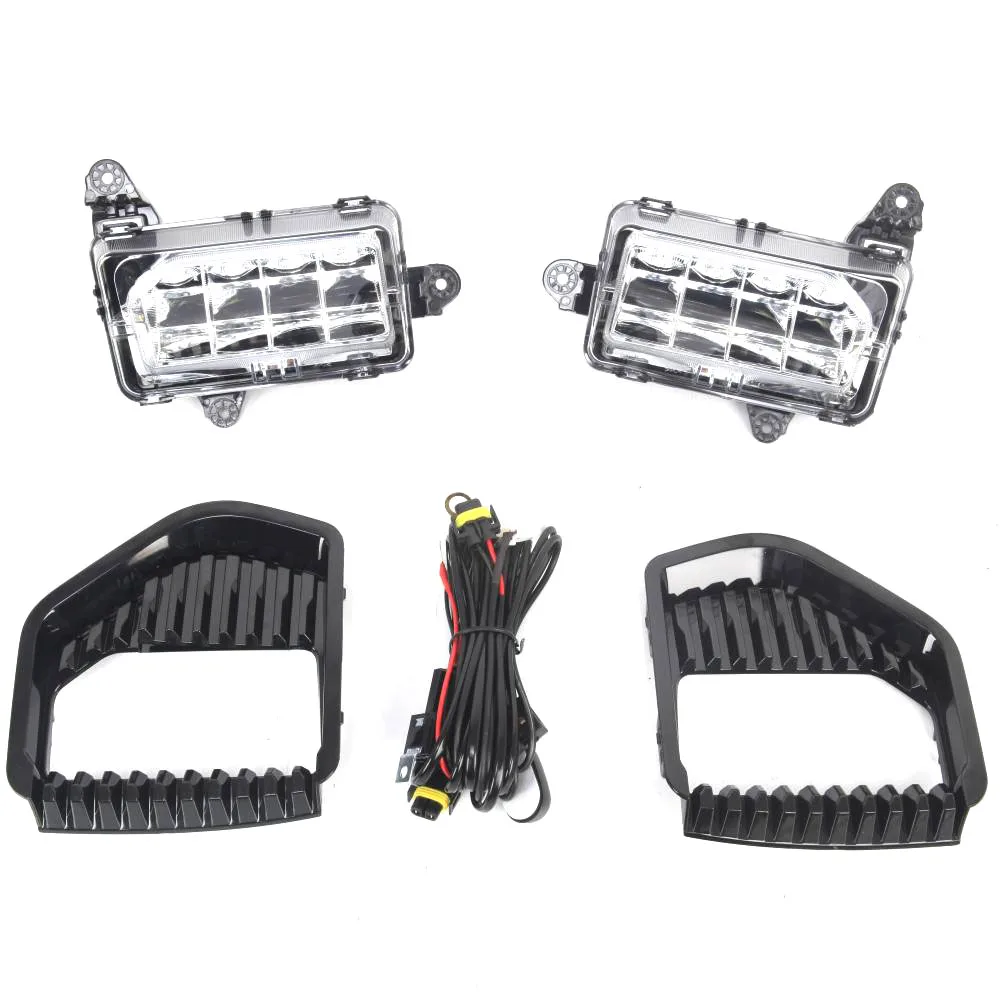 US $97.22 1 Pair Car LED Fog Light DRL Lamp w Bezel Cover Wiring Set For GMC Sierra 1500 20192020 Headlight Driving Fog light