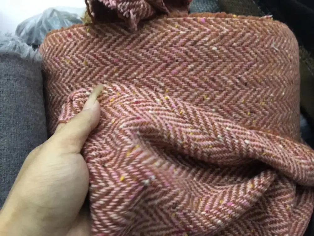 Шерсть в елочку с цветным пятном тканый твид ткань цена за 1 метр 59"