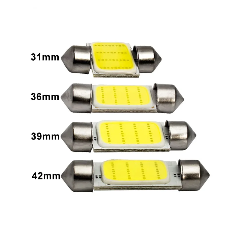 

1Piece C10W C5W LED COB Festoon 31mm 36mm 39mm 41/42mm 12V White Bulbs for Cars License Plate Interior Reading Light 6500K 12SMD