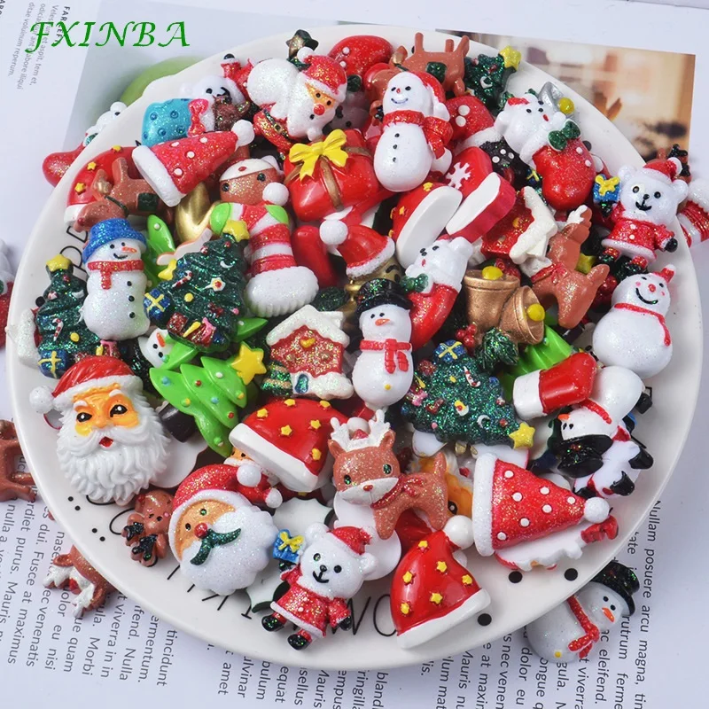

FXINBA 1/3/5/10Pcs New Christmas Slime Charms DIY Cake Phone Decor Clay Resin Flatback Charms Clear Slime Supplies Kit Toys