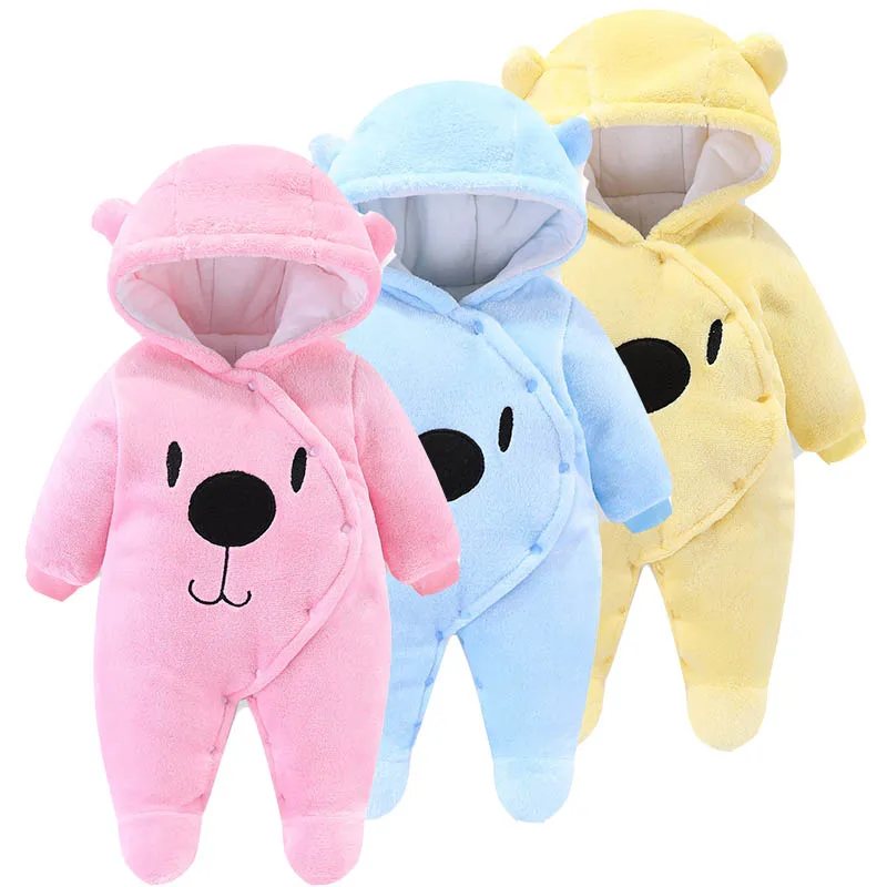 2020 Autumn Winter Baby Romper Baby Girl Cotton Hooded Overalls For Boys Infant Jumpsuit Warm