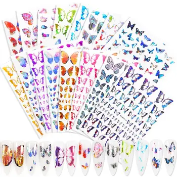 

1Pc Colorful Holographic Butterfly Designs Sticker Nail Decal DIY Slider for Manicure Nail Art Watermark Manicure Decor