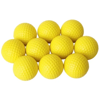 

10pcs Yellow Soft Elastic Indoor Practice PU Golf Ball