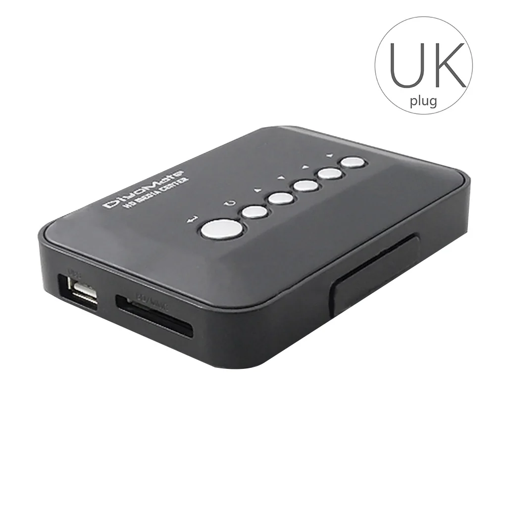UK Plug Мультимедийный плеер мини HD 720P HDD медиаплеер ТВ коробка AV выход MKV RM SD USB SDHC MMC HDD EU/US/UK/AU Plug - Цвет: UK Plug