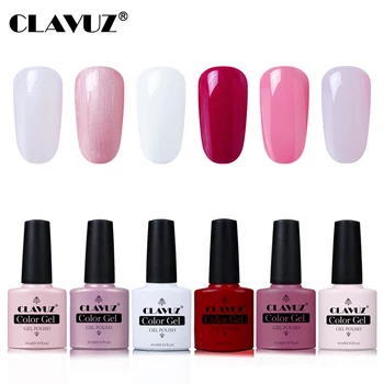 

CLAVUZ 6Pcs Set Gel Nail Polish UV LED Pure Color Manicure Nail Lasting Shiny Soak Off Nail Polish
