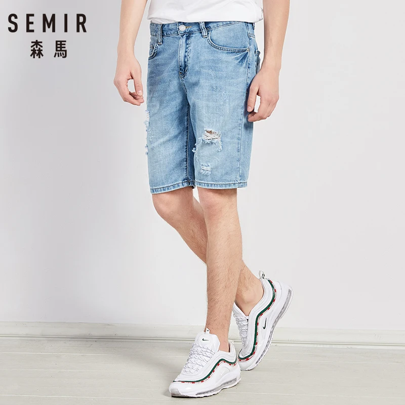 Мужские джинсовые шорты SEMIR летние тонкие с дырками студенческие свободные брюки