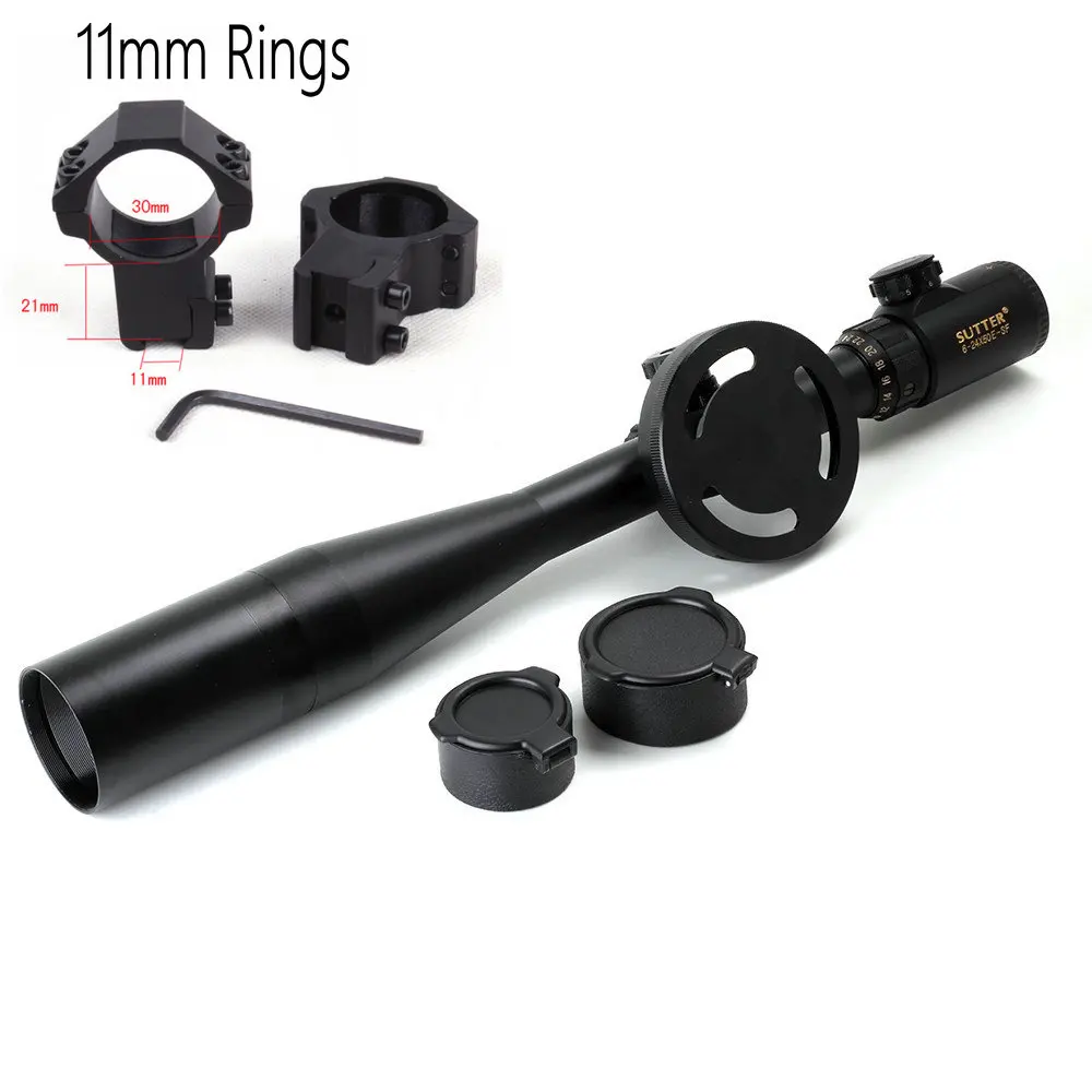 11mm Rings Тактический SUTTER 6-24X50E-SF красный прибор ночного видения для освещения большое ручное колесо с блокировкой саморезы - Color: 11mm Rings