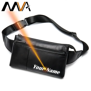 

MVA Men Waist Bag Belt Sheep Leather Men Messenger Bag Engrave Leather Chest Bags Small Fashion Waist Pack For Cell Phone 8982