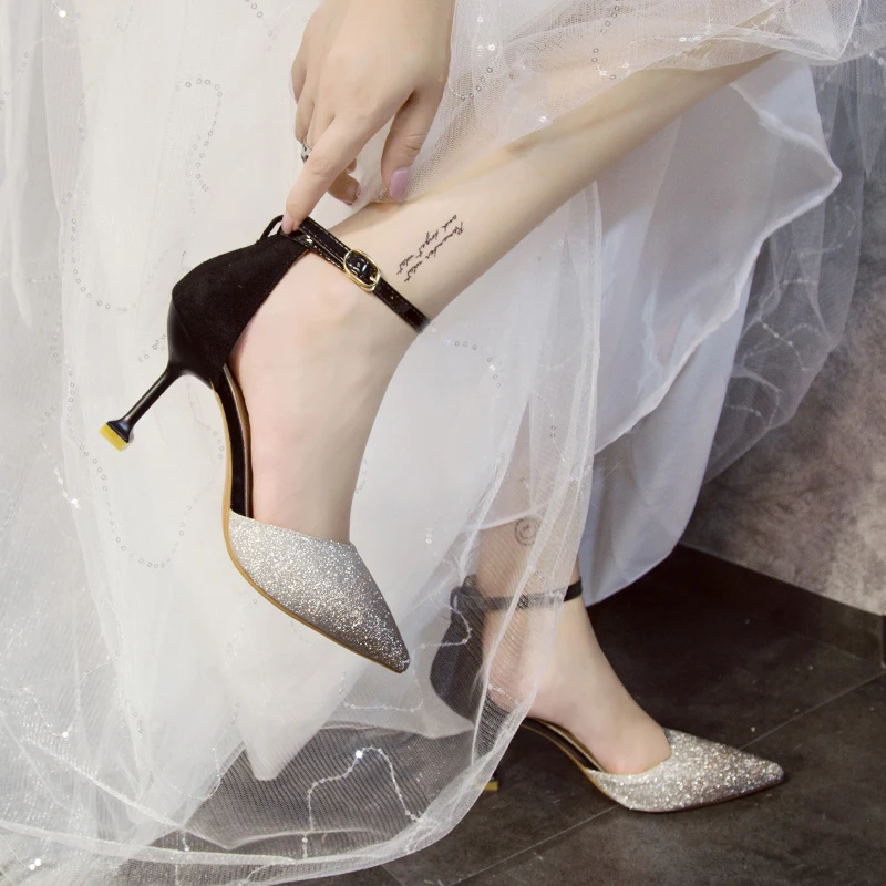 

2019 new sexy wild gradient pointed word buckle with temperament cat with single shoes women