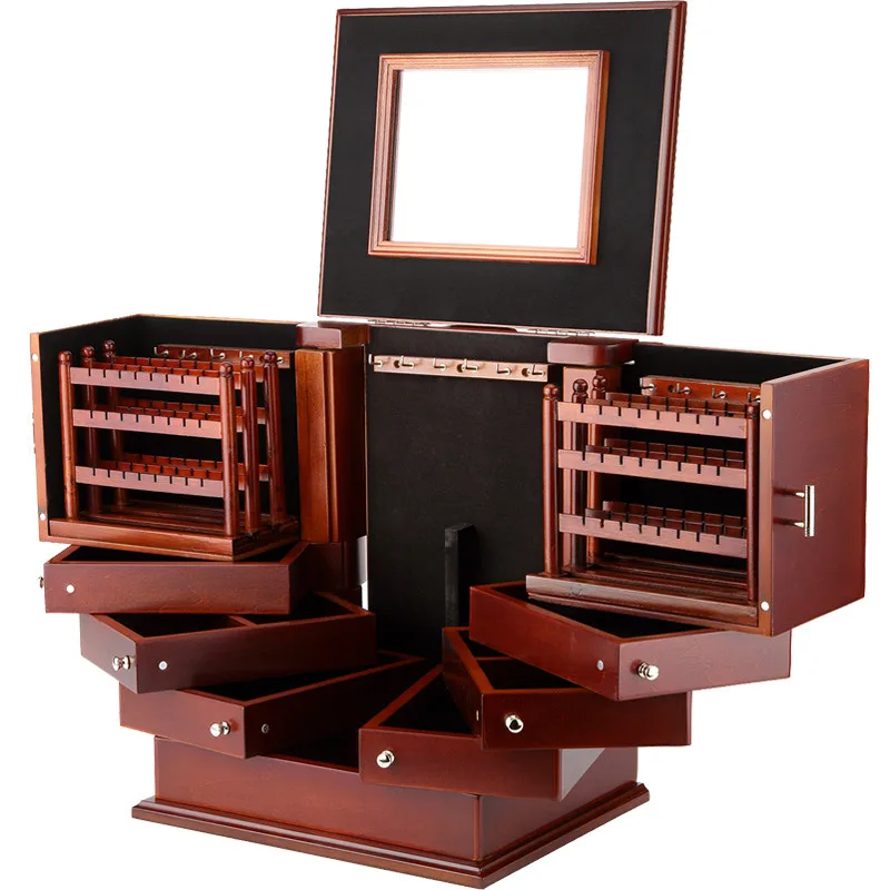 

Chinese Style Handmade Ancient Jewelry Storage Box Makeup Items Classical Large Capacity Household Can Hold Bracelet Ornament