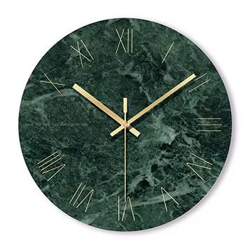 

Dark green marble wall clock living room clock clock personality modern minimalist atmosphere art light luxury Nordic