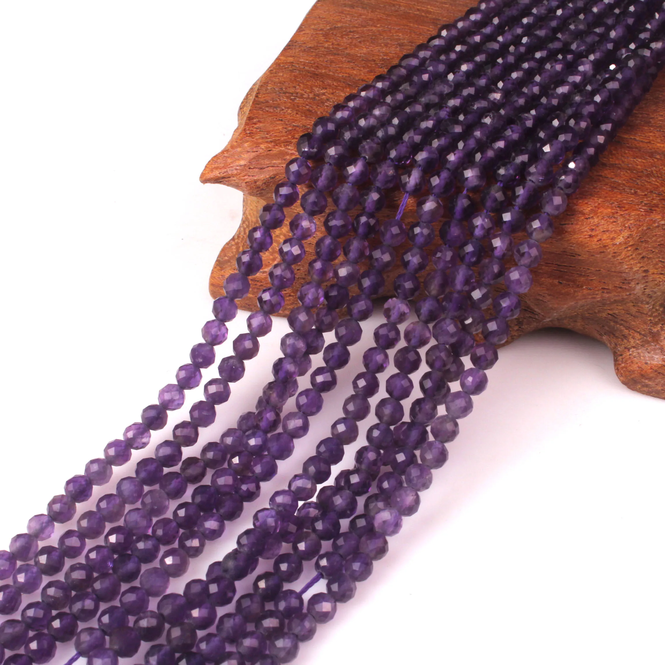 

4mm Natural Amethyst Quartz Purple Crystal Round Faceted Gemstone Loose Beads DIY Accessory for Jewelry Necklace Bracelet Making