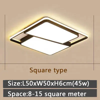 Square L50x50cm 45W Современные потолочные светильники, светодиодный светильник для гостиной, спальни, столовой, светильники с черной рамкой, потолочные светильники 110 В 220 В - Цвет корпуса: Square L50x50cm 45W