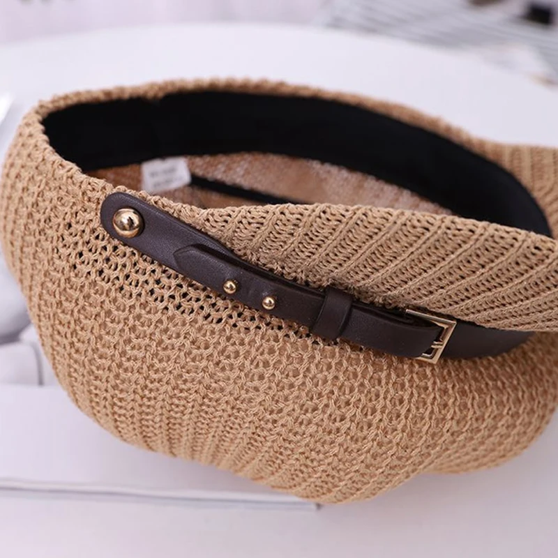 Spring Summer Artist Straw Paper Belt Beret Hat For Women Sun hat Visor Breathable Cap Outdoor Casual Painter Boinas Newsboy Hat