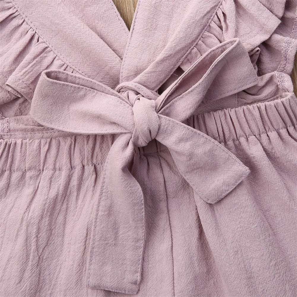 Toddler Kid Baby Girls Solid Baby Girl Clothing Set Baby Boy Frills Romper Jumpsuit Playsuit Outfit 2-6 Years