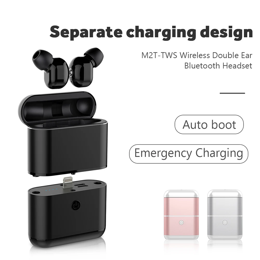  TWS bluetooth earphone true wireless earpieces earbuds 3d stereo with Power bank for phone Headset 