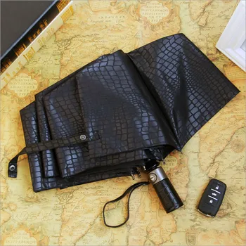 

Automatic Umbrella Travel Umbrella Creative Alligator Windproof 3 Folding Handle Men 's Business Automatic Leather