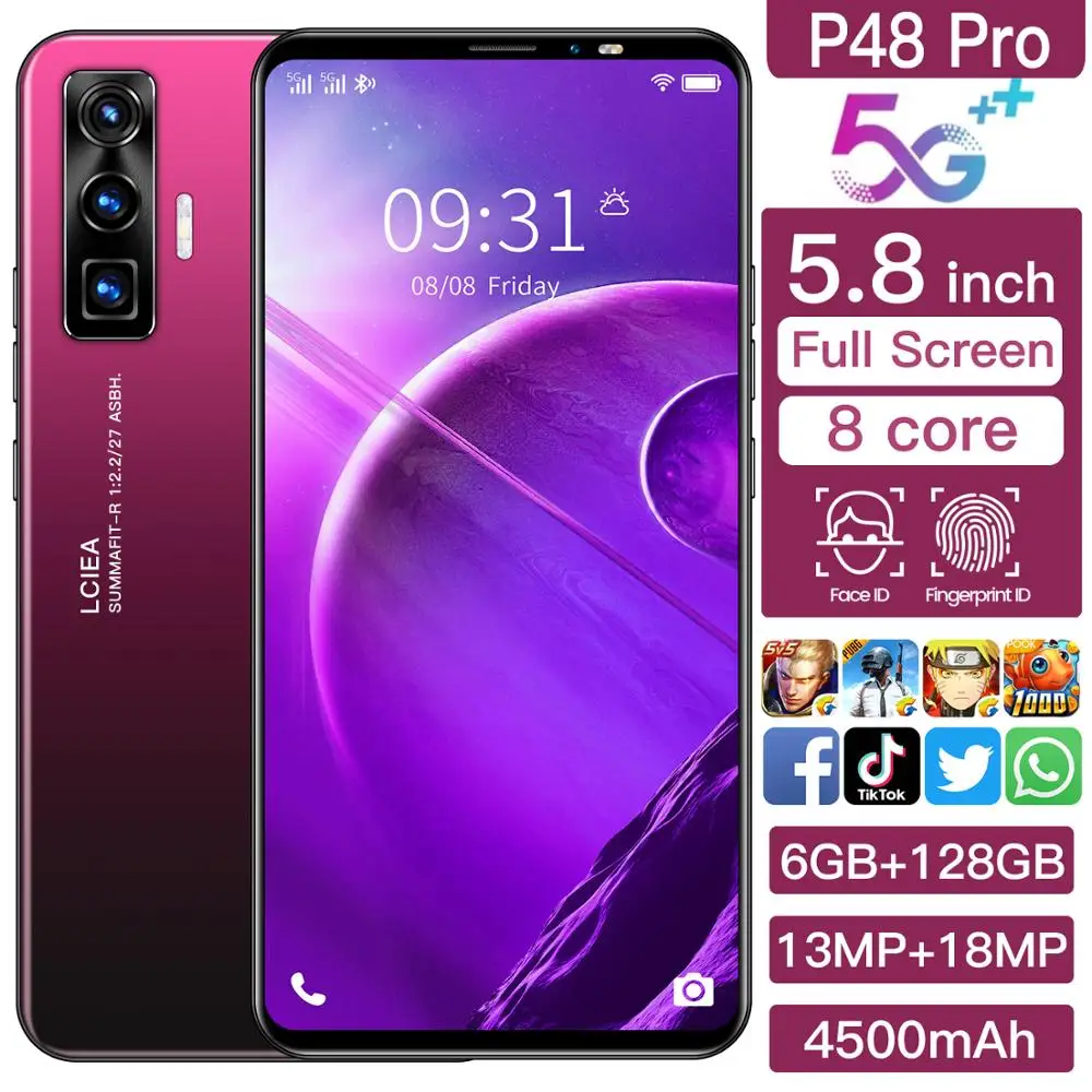 Смартфон глобальная версия P48Pro 8 ядер экран 5 дюйма 4 + 64 ГБ 6 128 Android мобильный