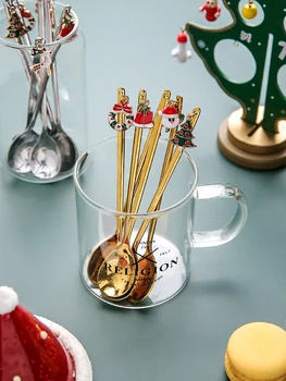 

Kawashima House Christmas Coffee Spoon European Originality Personality Lovely Household Stir Spoon Dessert Spoon Girl Heart