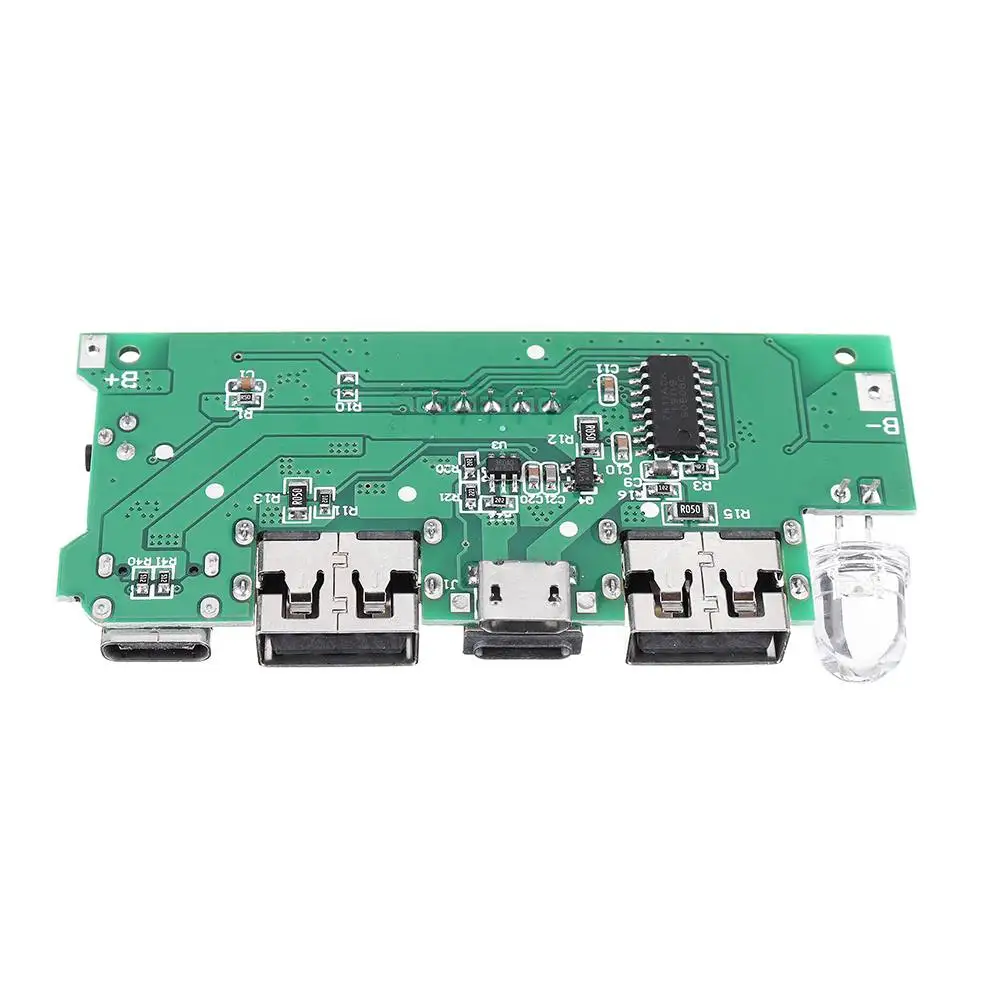 DIY Мощность банка 18650 Зарядное устройство доска с двумя разъемами USB, 5 В, 2.1A микро Тип-C с светодиодный перезарядки переразрядки, защита от короткого замыкания