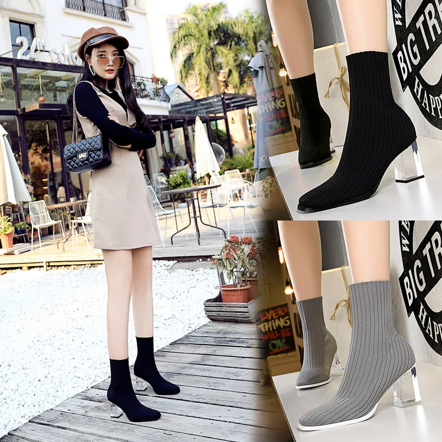 Details about   Womens Fashion Faux Suede Elastic Slim Fit Block Heel Over Knee Boots Shoes COQK 