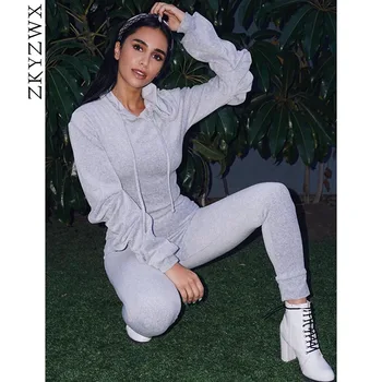 

ZKYZWX Velvet 2 Piece Set Women Sexy Club Outfits Velour Tracksuit Fall Winter Clother Crop Hoodie Top and Pant Matching Suits