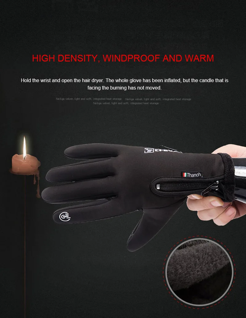 Водонепроницаемый зимние теплые перчатки Для мужчин лыжные перчатки для сноуборда перчатки для езды на мотоцикле зима Сенсорный экран Зи