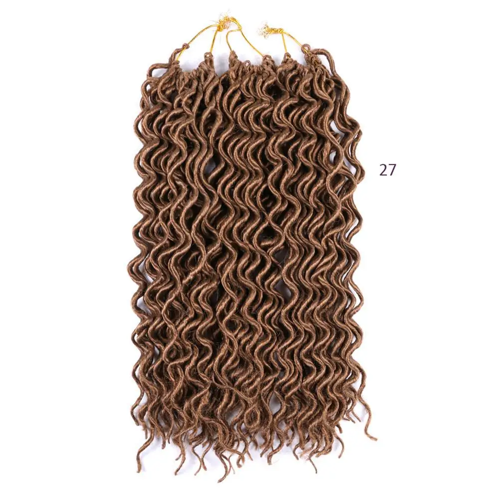 Синтетические волосы, 18 дюймов, 100 г, Омбре, плетенные волосы, faux locs CURLY, вязанные крючком волосы для наращивания, мягкие дреды, вязанные крючком косички, дреды - Цвет: 27