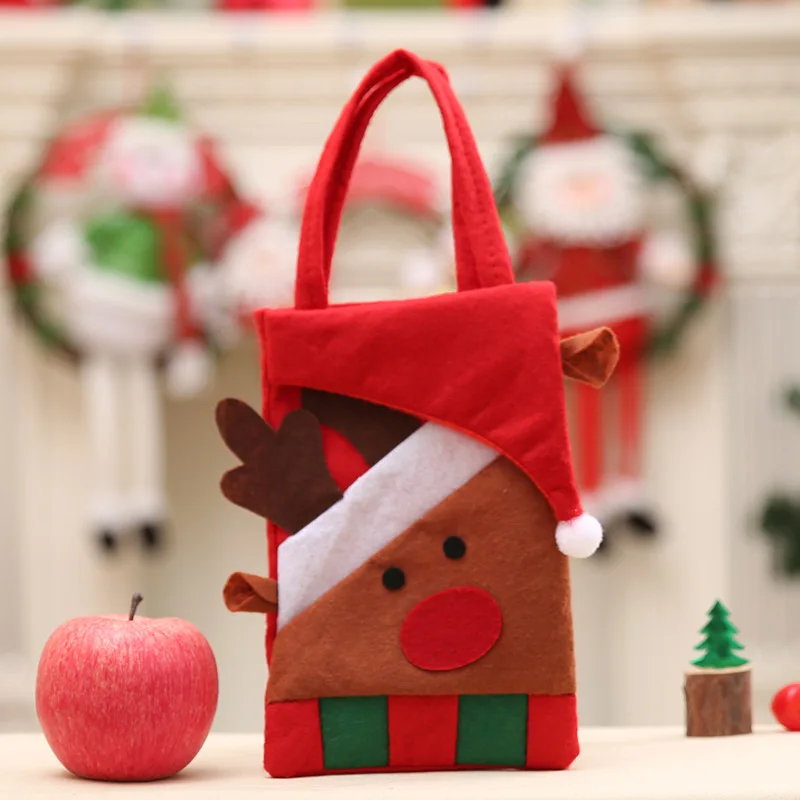 Christmas gift bag flannelette tote children's gift candy bag Santa snowman Christmas tree decorations 2020 party supplies