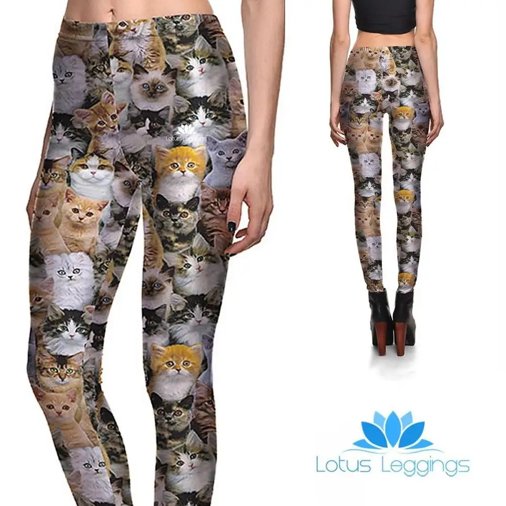 

Cute Cats Pattern Printing Sportswear Outdoor Elastic Force Breathable Leggings Polyester Women Push Up New Casual Leggings