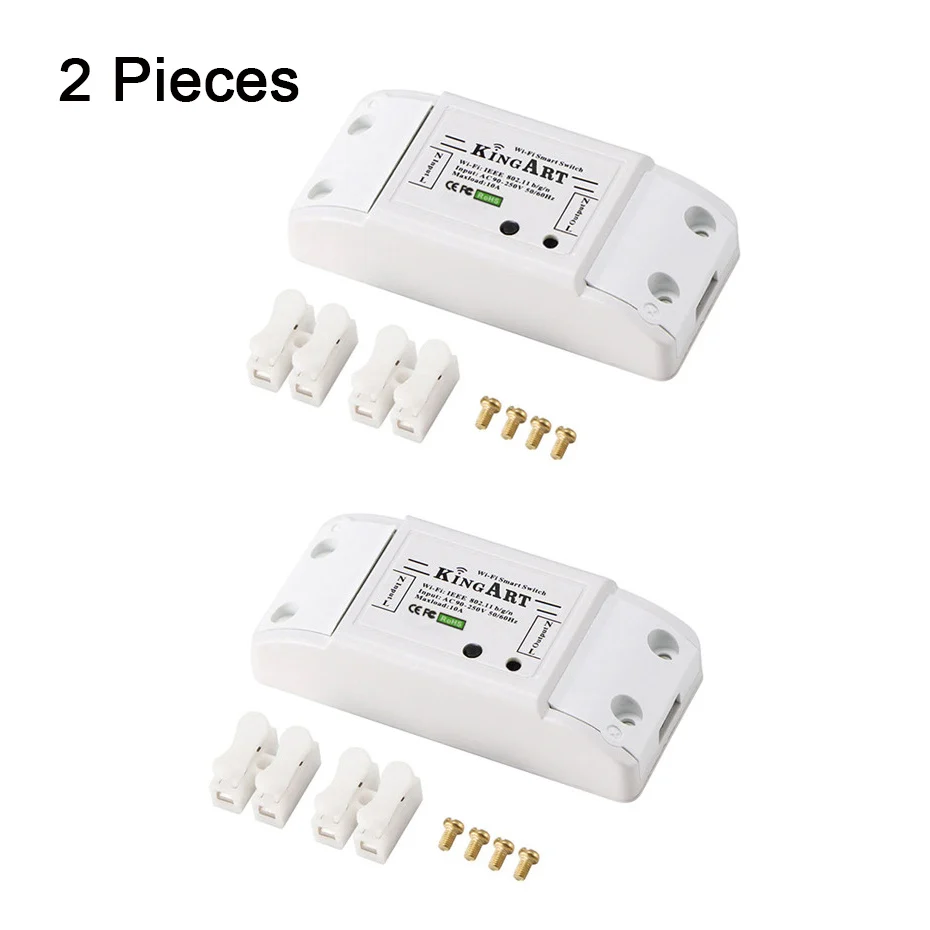 2 pieces Wi-Fi модуль автоматического включения света 90 V-250 V смарт-переключатель Wi-Fi Max Мощность 10A/2200 Вт умный дом переключатель Ewelink Беспроводной Управление Alexa Google Home - Цвет: 2 pieces