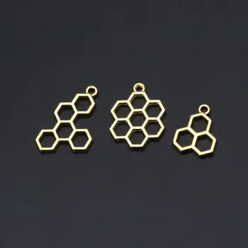 

3Pc Bee Honeycomb DIY Metal Frame Pendant Open Bezel Setting UV Epoxy Resin Jewelry
