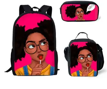 

Kids Bag Bagpack for School Black Art African Girls Printing School Bags Children 3pcs/set Schoolbag Mochila Escolar