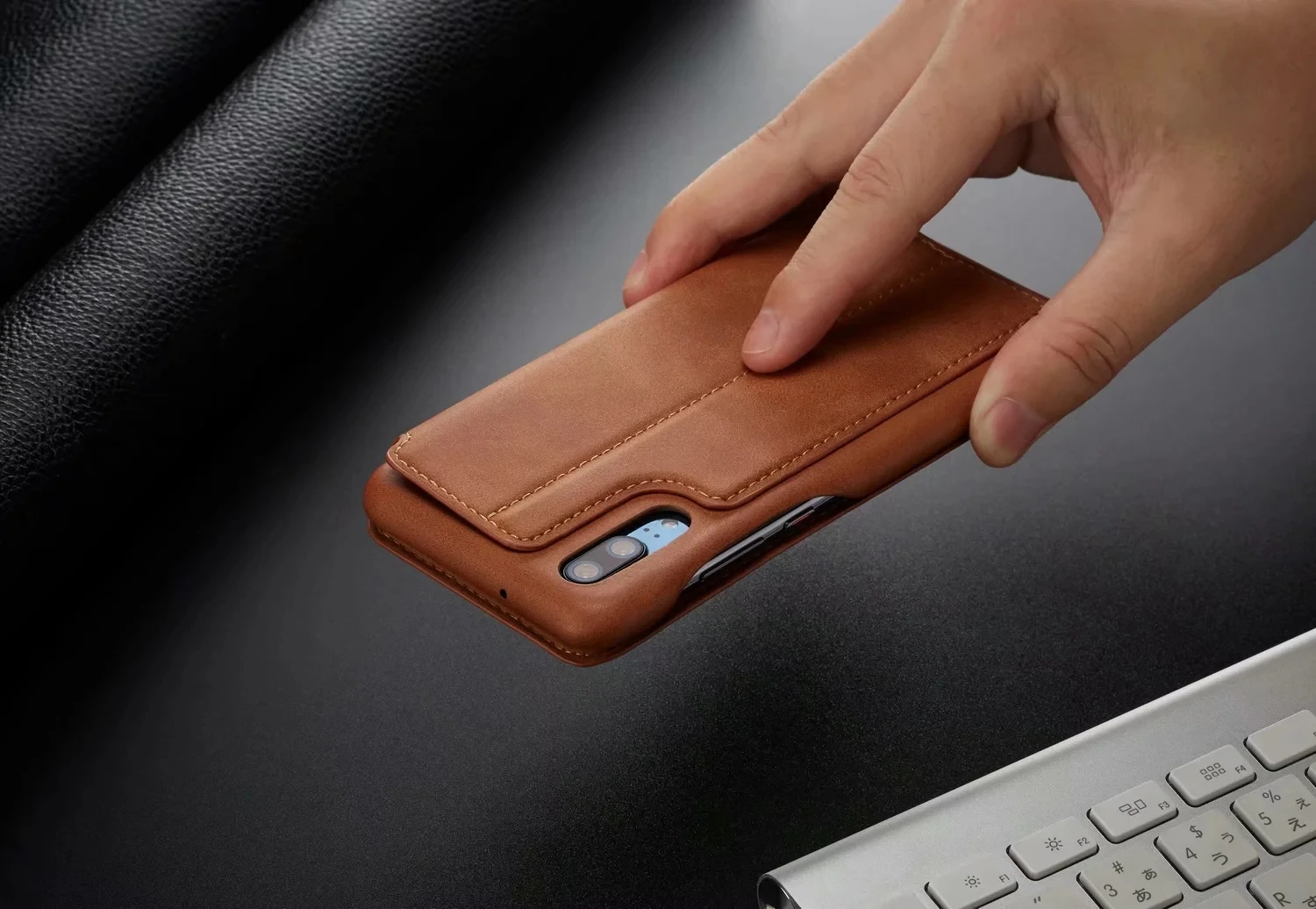 Luxuriöse Leder-Flip-Cover-Hülle für Huawei P20 P30 P40 Pro Lite Thin Slim mit Kartensteckplatz_voghion.com