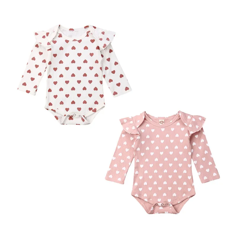 

Cute Newborn Infant Baby Girl Heart Pattern Bodysuit Jumpsuit Ruffle Long Sleeve Playsuit Sunsuit Autumn Kids Girls Outfit 0-18M