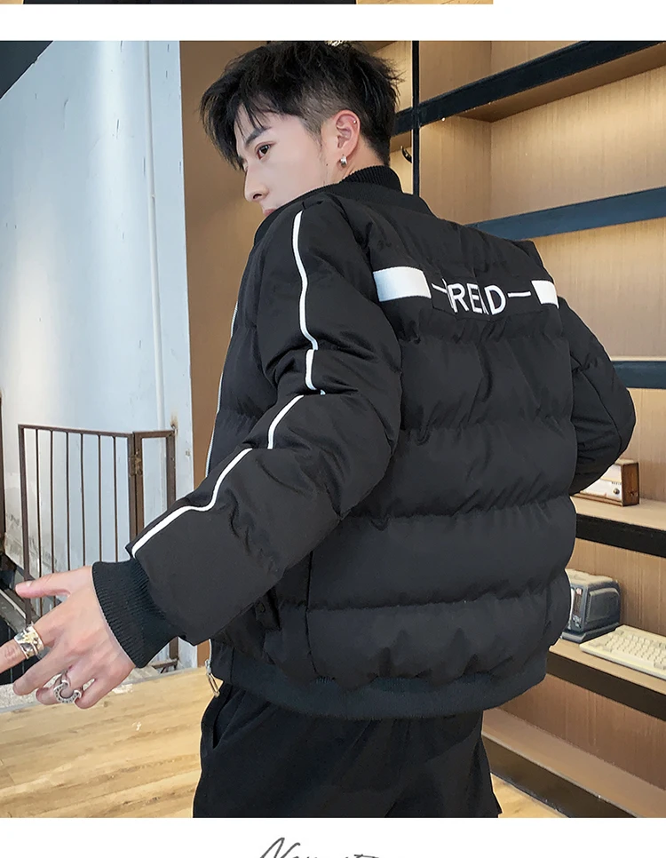 New Cotton Jacket Men's Winter Casual Jacket Short Bread Student Youth Fashion Trend Warm Casual Street Slim Quilted Jacket