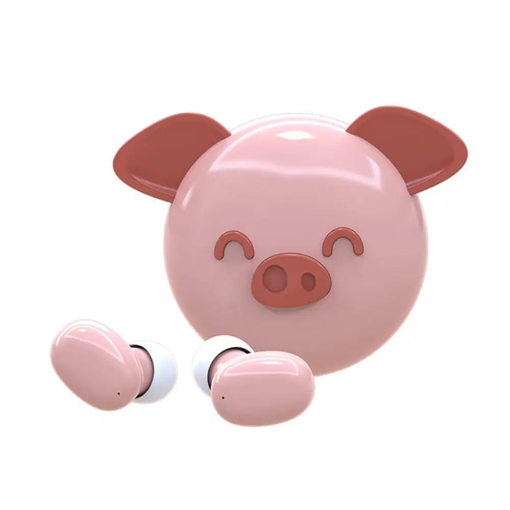 TWS Bluetooth Kid Earphone touch control Stereo Wireless Cartoon Earbuds Animal shape pig mouse cute earphone for girl