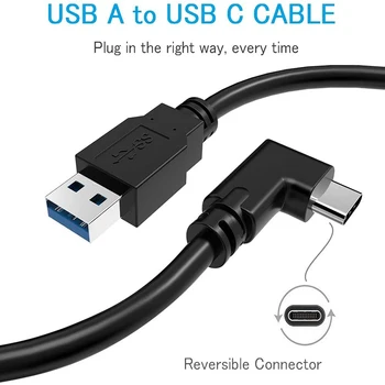 

5M USB Fast Charging Cable Wire Compatability for Oculus Quest Link Right Angle Type-c 3.2Gen1 Speed Data Transfer Fast Charge