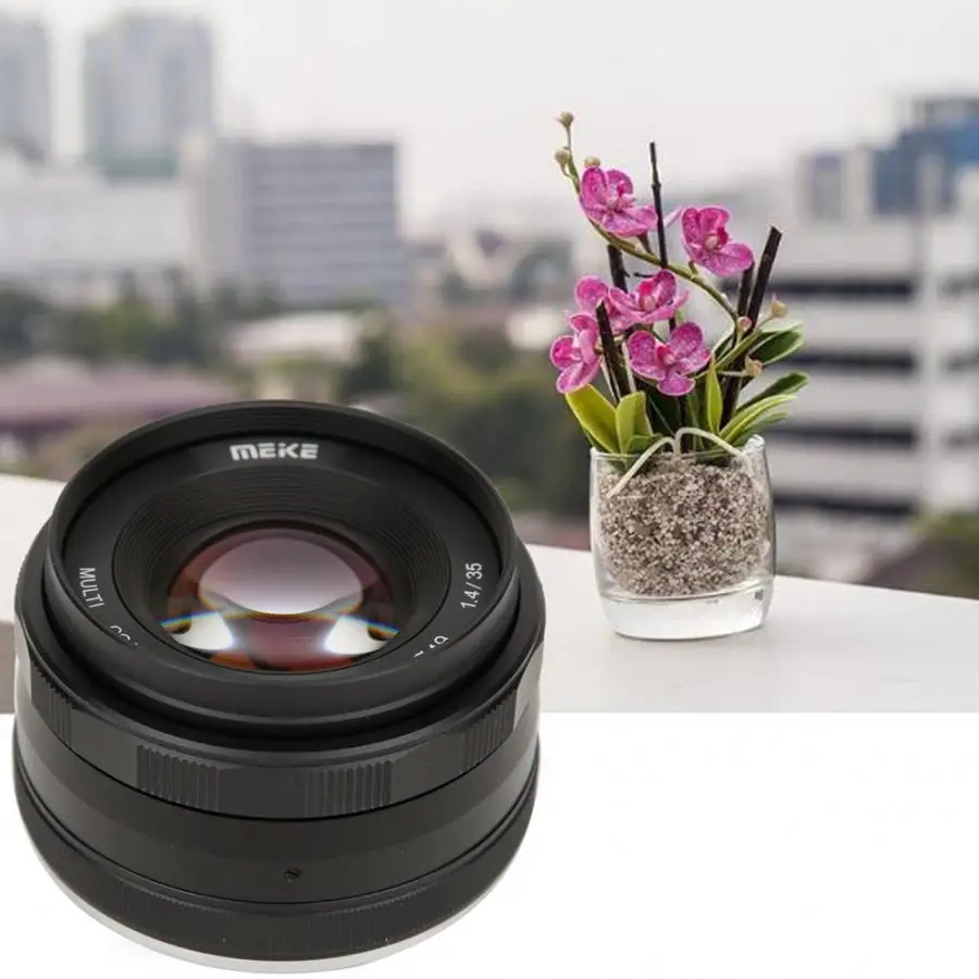 Meike 35 мм f1.4 ручная Фокусирующая линза для беззеркальной камеры Canon M6 /M4/3 с