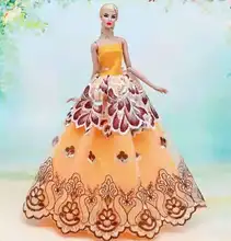 Cosplay – robe de poupée Orange à fleurs, robe de princesse à épaules dénudées, vêtements pour Barbie, accessoires pour jouets, 1/6, 11.5