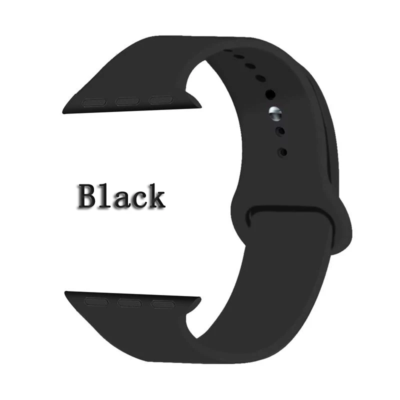 Joyozy Sports soft silicone interchangeable apple watch band 42mm 38mm 40mm 44mm for iWatch series 5/4/3/2/1 apple watch band - Цвет ремешка: Black