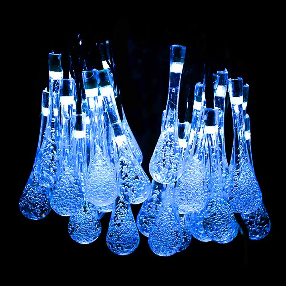 На открытом воздухе на солнечных батареях мощностью гирлянды 30led в форме капель воды сад Пейзаж лампы Праздничные Свадебные украшения двора энергосберегающие лампы